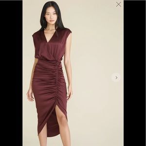 Veronica Beard CASELA RUCHED STRETCH-SILK DRESS
